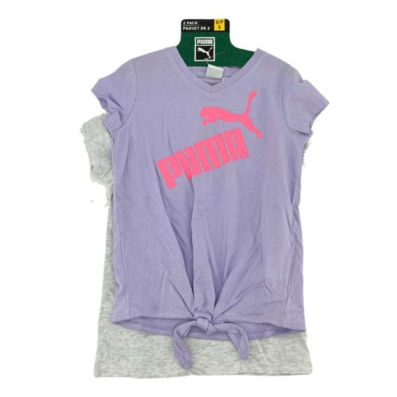 Puma | Girl's T-Shirt Set | 2 pack | Purple & Grey | Various Sizes - Picture 1 of 2